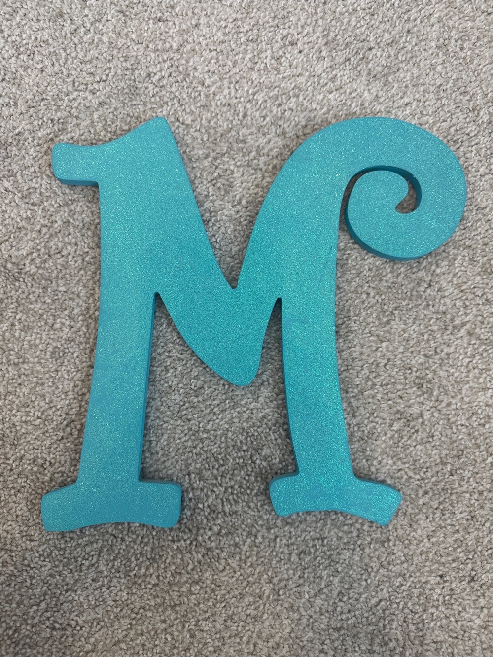 Hobby Lobby Glitter Letter M in Teal Blue